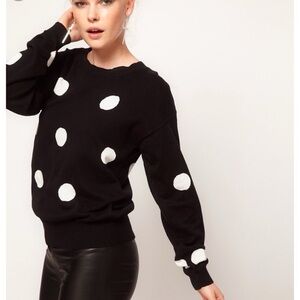 MINKPINK Black and White Polka Dot Pullover Sweater Size Small